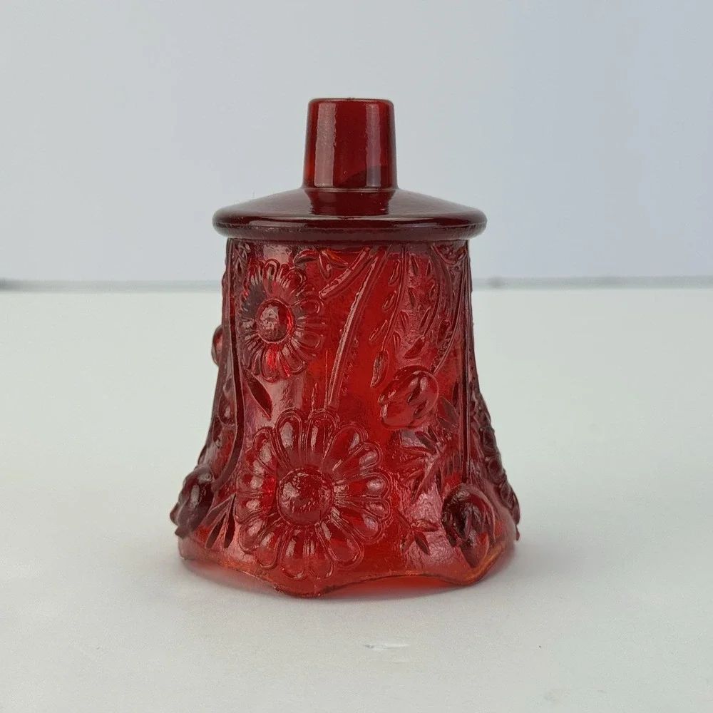 VINTAGE HOMCO RUBY RED GLASS PEG VOTIVE RETRO CANDLEHOLDER (READ) - Picture 1 of 7